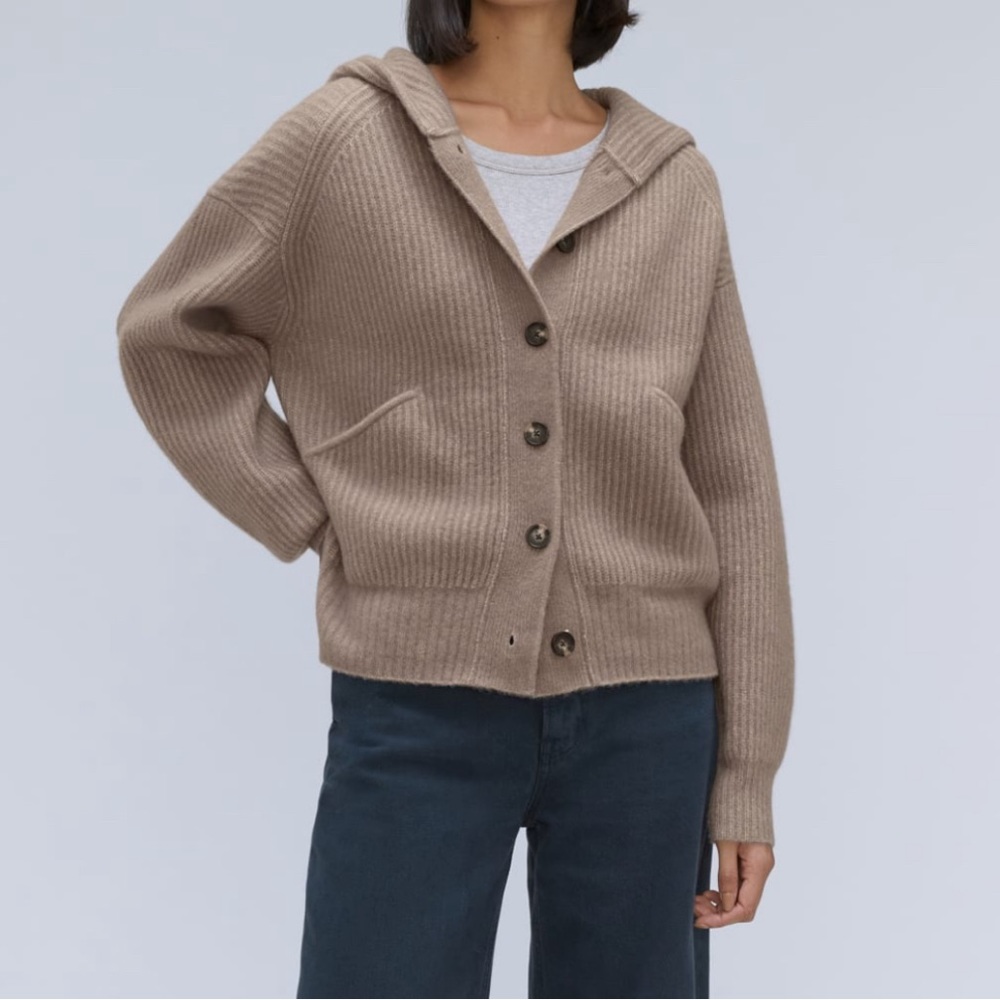 Everlane Cozy-Stretch Hooded Cardigan